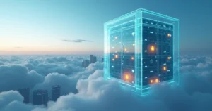 Cofre digital transparente protegendo dados corporativos na nuvem