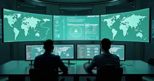 Painel digital exibindo status de backups e recuperação rápida em ambiente corporativo moderno
