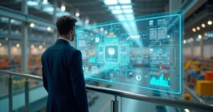 Gestor observa painel personalizado integrando operação industrial e dados de negócio